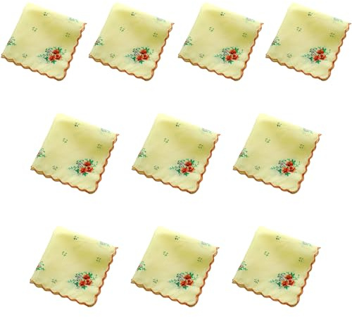 TAKOXIA 10 Stück Baumwoll-Taschentücher für Damen, bestickt, Schmetterling, Blumen, verschiedene Stofftaschentücher