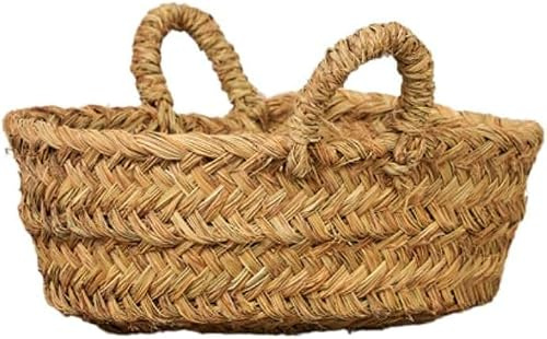 Leñero Esparto con Asas - Cesto Ovalado para Leña y Decoración Rf. 7109-2 | Elaborado a mano con fibras naturales. Resistente, versátil e ideal para leña, mantas, revistas o decoración.