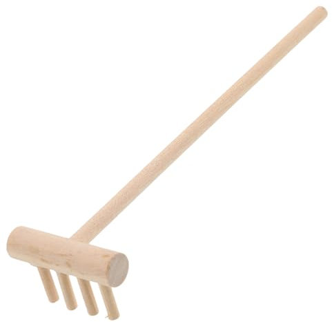 DOITOOL Small Bamboo Rake Sieve Miniature Garden Rake Scoop Bucket Garden Tools Sand Bags Pool Shell Zen Garden Rake Colored Sand Beach Blanket Water Table Sandbox Mini Rakes