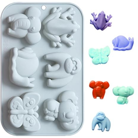 Tier-Schokoladenformen, Silikon-Tierformen - Silikon-Backformen | Schokoladen-Fondant-Silikonform Mit 6 Mulden Für- Kuchendekoration, Cupcake-Topper, Süßigkeiten