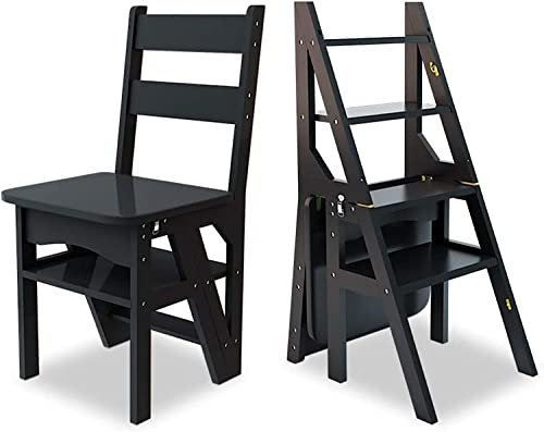 Scaletta telescopica in legno con panca per scarpe e fioriera, portatile, pieghevole, scala a 4 gradini per adulti