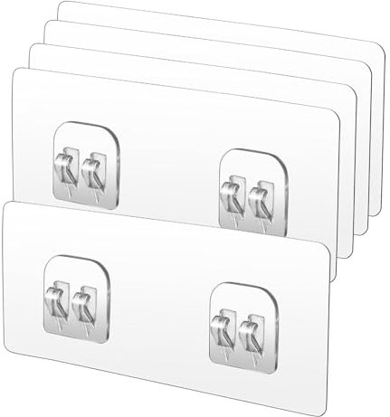 FENGRUI 6 Pcs Shower Caddy Adhesive Hooks Replacement,Transparent Double Claw StickyHooks,Double Claw Wall Corner Shower Caddy Kitchen Accessories Hooks for Kitchen/Living Room/Bedroom