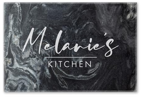 Personalised Solid Black Marble Chopping Board Custom Printed Cheese Board Serving Board Any Name's Kitchen