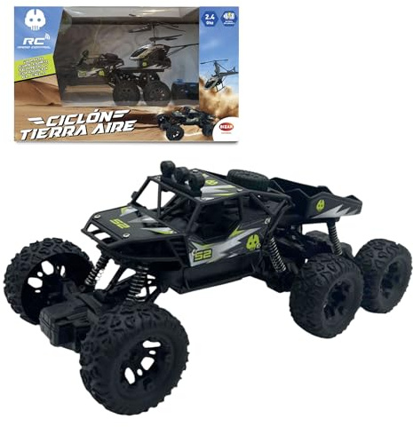 Bizak Cyclon Tierra Aire Vehículo RC 2 en 1, Despegue Automático y Maniobras Programables, Luces LED, Recargable, +5 años, (65430052)