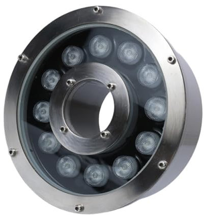 QICBYING Luce A Fontana Subacquea Ad Anello A LED, Faretti Piscina, Luci A LED Subacquee per Laghetti con Foro Centrale DC 12V, Luci da Giardino Impermeabili IP68 in Acciaio Inossidabile(Yellow,6W)