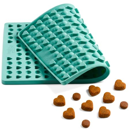 LuckyChef Backmatte Herzen & Halbkugeln für Hundekekse, Silikon, Salbei | Hitzebeständige, antihaftbeschichtete Silikonform, BPA-frei, lebensmittelecht, spülmaschinenfest. Für DIY-Hundesnacks.