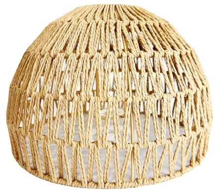 VOLTICO Jute Rope Ceiling Lampshade Boho Pendant Light Shade Natural Woven Lamp Shade for Ceiling Lights Living Room Bedroom Kitchen E27 Fitting 28cm