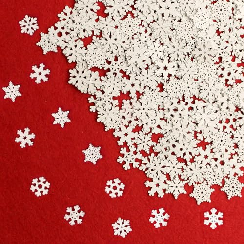 LUBOXIN 200 Stücke Schneeflocken Holzdeko 20mm Mini Schneeflocken zum Aufhängen Weihnachtsdeko Holzscheiben Streudeko Weihnachtsdeko Mini für DIY Basteln Tischdeko Weihnachten, Christbaumschmuck