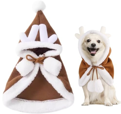 GXGM Costume de Père Noël Chien et Chat, Vêtements de Noël Pour Chiens,Costume Pour Chat Noël Chien, Animal de Costume de Noël avec Bonnet de Noel(C)