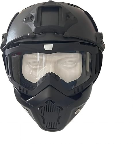 WLXW Casco Rápido Airsoft con Máscara - Casco PJ con Montura Frontal NVG Rieles Laterales For Paintball, CS, Cosplay, Juegos Guerra Al Aire Libre(TY)