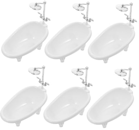 ibasenice 6stücke Miniatur-puppenbadewanne mit Duschkopf Spielzeug für Puppenhaus-Badezimmer Mini-badewannenset Puppenhausmöbel Winzige Badewannenzubehör für Kinderhäuser