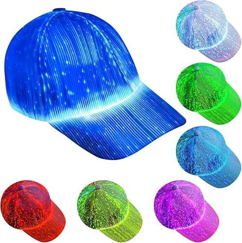 Cool Baseballkappe mit RGB Licht | LED-Hut mit 7 Farben & 5 Blinkende Modi | Verstellbar, USB Wiederaufladbare, Lichtmütze Rave-Zubehör für Party, Geschenke Cap für Männer Frauen | Knicklichter Party