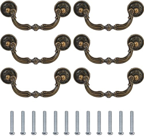 SUPERFINDINGS 6 Stück Schubladengriffe Antik Bronze 94mm Lochabstand Vintage Schrank und Kommodengriffe Für Schrank Küche Truhe Schwinggriff Antiker Tropfen