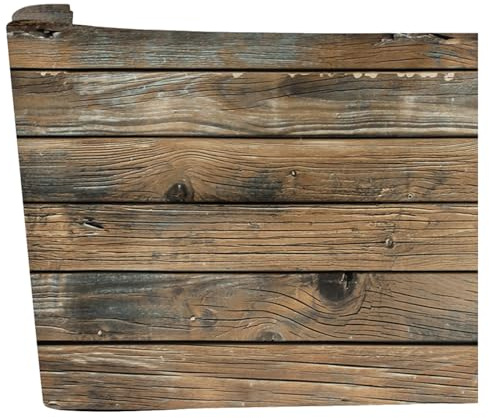 COLLBATH Black PVC Indoor Wallpaper Sticker with Rustic Wood Grain Pattern, Peel and Stick Decorative Plank Wallpaper for Easy Wall Decoration in Dining Rooms