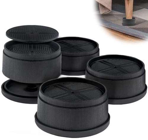 4Pcs Adjustable Furniture Risers, Bed Chair Risers Anti Slip Table Leg Extenders Stackable Machine Riser with Rubber Pads for Sofa Table Desk
