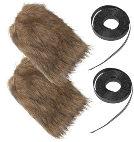 Flauschige Beinstulpen aus Fell 2 Stück für Damen Herren Halloween Party | Wikinger Retro Stil, Polyester mit Verstellbarer Bindung, 40cm Länge, Braun für Cosplay