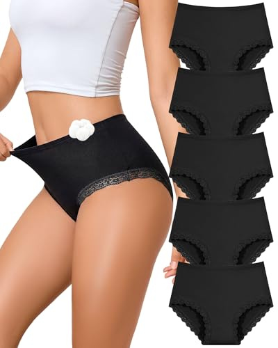 Sth Big Culotte Femme Coton Taille Haute avec Dentelle Slip Feminins sous Vêtement Femme Confortable et léger Style Élégant Culottes Coton