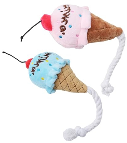 BESTOMZ 2 Pcs Peluche pour Chien Jouet Couineur Ice Cream Cone Doux et Résistant pour Jouer et Lancer