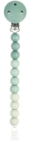 Nattou Silicone Attache-sucette - clip de sucette en silicone sans BPA - attache tetine - cadeau baby shower - 21 cm - dégradé vert