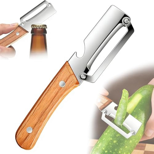 Edelstahl Gemüseschäler, 2026 Neu Sparschäler, Multifunktionaler Obst- Und Gemüseschäler mit Holzgriff, Universalschäler für Kartoffeln, Karotten, Gurken, Tomaten und Obst (1Pcs)