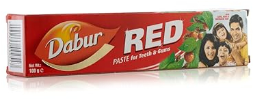 Dabur Red Paste - Dentifrice avec Clou de Girofle 100g, Menthe & Camphre pour une haleine fraîche et soins dentaires - Combat douleur, caries et problèmes de gencives