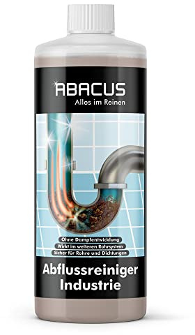 ABACUS® Abflussreiniger Industrie, Rohrfrei, Abflussfrei – entfernt Haare und Ablagerungen in Rohren und Abflüssen – Abflussreiniger Industrie 1000 ml (2150)