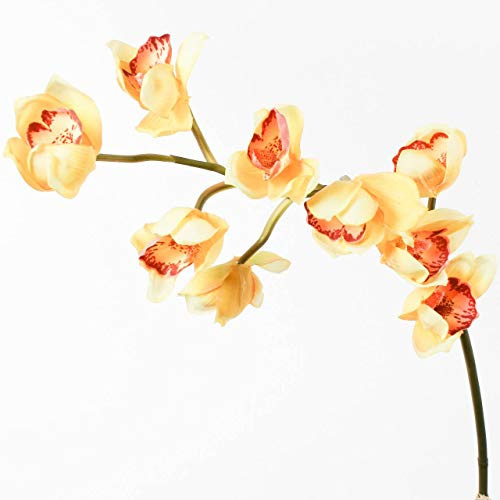 artplants.de Artificial Sprig of Orchid Cymbidium, real touch, yellow, 31/80cm - Single stem orchid/Artificial flower