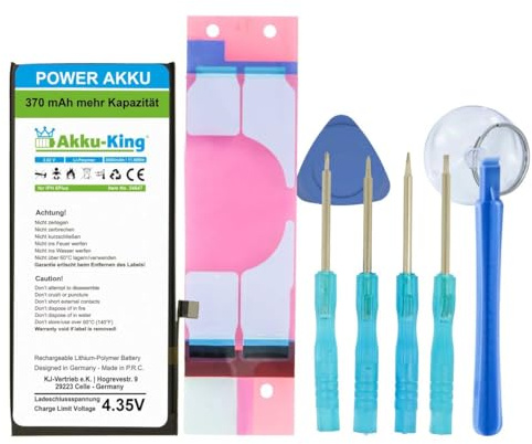 Akku-King Power-Akku kompatibel mit Apple iPhone 8 Plus - Li-Polymer 3060mAh - mit Öffnungswerkzeug/Klebestreifen (370mAh mehr als beim Originalakku!)
