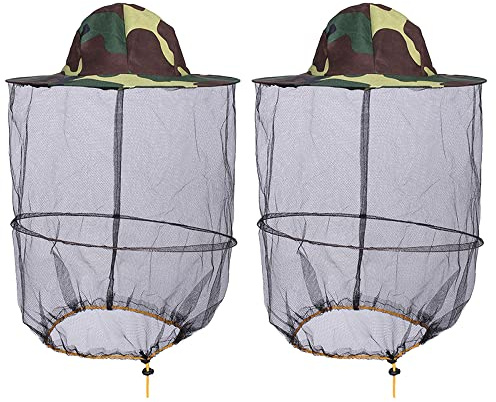 HunterBee 2 pcs bee Keeping Veil hat Beekeeper bee Keepers Hats gnats Insect Bug Mosquito Cap with net Netting for Men Kid
