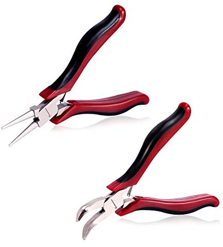 SPEEDWOX Mini-Rundzange für Schmuckherstellung, 11,4 cm, gebogene Nasenzange, Set mit Biegeringöffner, kleine Schmuckherstellung, professionelles Handwerkzeug