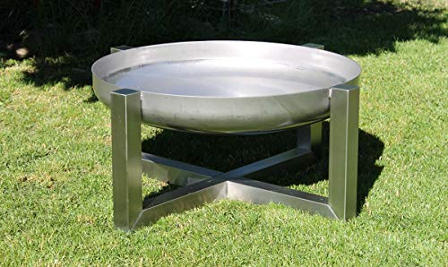 KIRCHBERGER METALL Edelstahl Feuerschale rund, 4 Beine, 60cm, Größe M