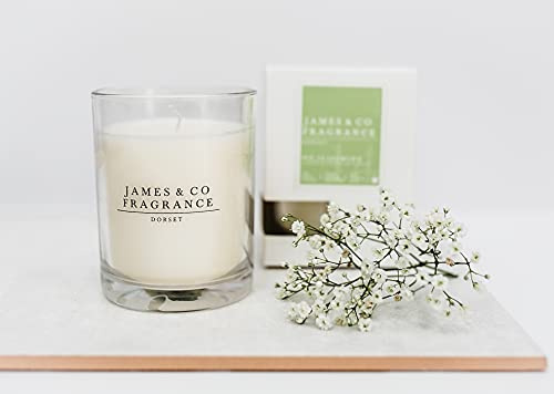 James & Co Nr. 14 Jasmin (Jasmin & White Lily) Duftkerze aus natürlichem Glas, bis zu 35 Stunden Brenndauer