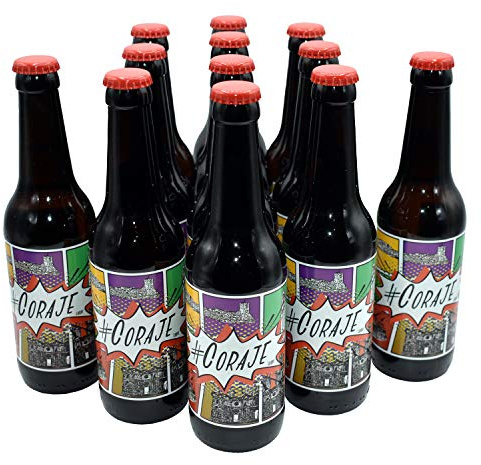 Coraje Cerveza Lager Estilo Pilsen Artesanal Blanca y Verde, Caja Degustación 12 Unidades de 33 cl, 100% Natural, Producto de Cádiz