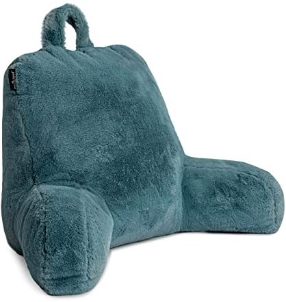 Milliard Reading Pillow with Shredded Memory Foam/Lumbar Support, Back Rest Support Pillow with Luxury Faux Fur Removable Cover - Perfect for Sitting, Reading, or Gaming (45 x 38cm), Color May Vary
