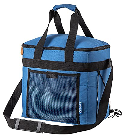 Leave Only Footprints Picnic Insulated Cooler Bag. Made from RPET Recycled Material (28 Litre, Navy Blue)