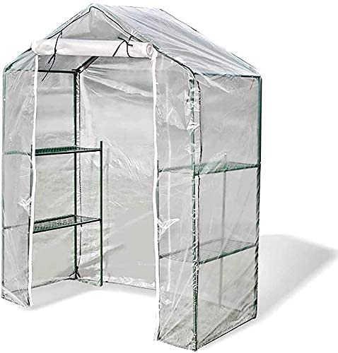 Invernaderos Huerto Invernadero Pequeño Terraza Invernadero con puerta con cremallera,casa cálida al aire libre de plástico de 3 niveles,invernadero de flores para plantas de jardín de invierno