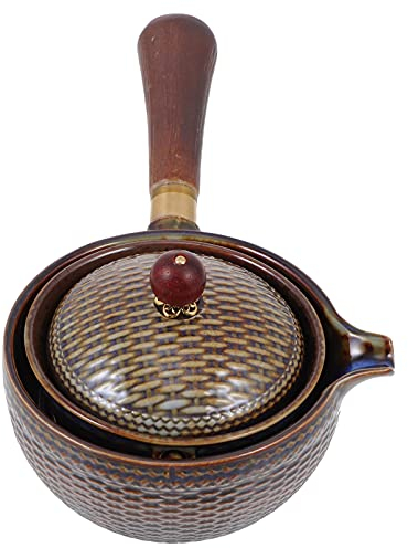 Teiera in ceramica giapponese con manico laterale in porcellana Fu Teiera Piccolo Teiera Serveware con filtro infusore Filtro Foglia sciolto Marrone