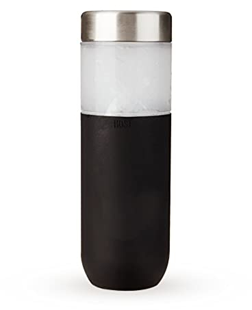 HOST Freeze - Bicchiere per congelatore a doppia parete, con coperchio in acciaio inox e impugnatura in silicone, confezione da 28,3-590 ml, colore: nero