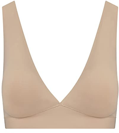 Bye Bra Bra Top Deep Plunge, Wide Shoulder Strap, Removable Padding, Breast Support, Wire Free Bra, Sculpting Shapewear, Beige, Xl