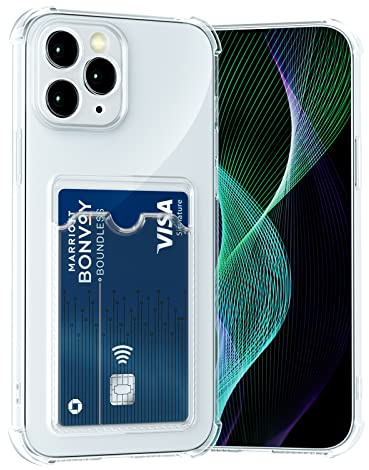 AKABEILA Hülle für iPhone 11 Pro Schutzhülle mit Kartenfach Transparent Silikon TPU Handyhülle Dünn Weiche Stoßfest Flexibel Handy Tasche Bumper Brieftasche Case Cover 5.8