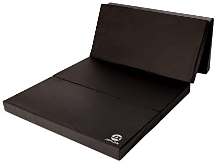 Jeflex - schwarze klappbare Weichbodenmatte & Turnmatte 200 x 100 x 8 cm MADE IN GERMANY/faltbare Gymnastikmatte/platzsparende Fitnessmatte & faltbare Yogamatte/dicke Sportmatte für Kinderzimmer