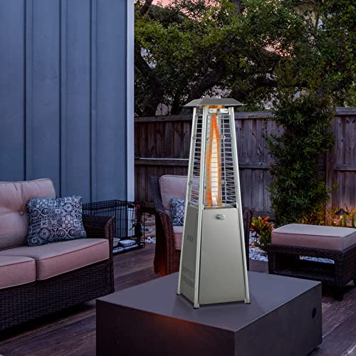 Tangkula Portable Patio Heater, 10,000 BTU Outdoor Tabletop Heater with Stainless Steel Burner, Tip-Over & Flameout Protection, 34 Pyramid Mini Outdoor Heaters for Patio, Porch, Deck