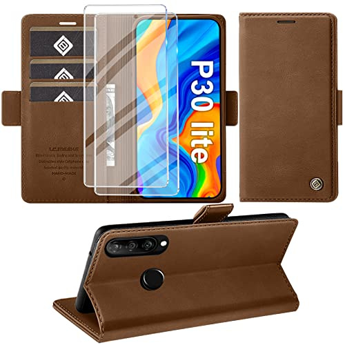 Giyer Handyhülle für Huawei P30 Lite Hülle, Schutzhülle P30 Lite Premium Leder Wallet Case Standfunktion Kartenfach Flip Cover for Huawei P30 Lite Stoßfeste Klapphülle 6,15 Zoll