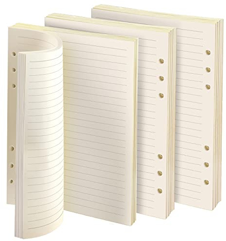 PLATEYTR A5 Liniert Papier, 135 Blätter, 6 Löcher Nachfüllpapier für Notizbuch, Tagbuch, Skizze, Malerei (3 Packungen)