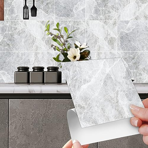 HLWDXno1 Piastrelle adesive per bagno e cucina, in vinile, impermeabili, autoadesive, per parete, paraschizzi, per decorare la casa, 20 x 20 cm, 12 pezzi