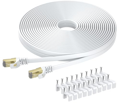 BUSOHE Cat 8 Ethernet Cable 12m, High Speed Flat Gigabit RJ45 Lan Network Cable, 40Gbps 2000Mhz Internet Patch Cord Compatible with Router, Modem, PC, Laptop, Printer