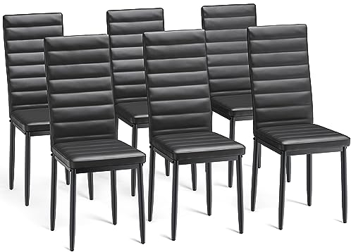 Bealife Esszimmerstühle 6er-Set, Esszimmerstühle-Set für Küche, Esszimmer, Esszimmerstuhl aus Kunstleder mit hoher Rückenlehne, modern, (Black, 6)