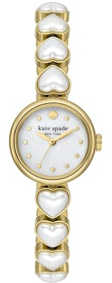 kate spade new york Women's Monroe Quartz Stainless Steel and Heart Pearl Three-Hand Watch, Color: Gold/Pearl