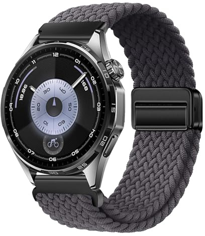 XMUXI Nylon Straps Compatible with Huawei GT6 46mm/GT5/GT4 46mm/GT3 Pro/GT2e Wrist Strap, 22mm Magnetic Stretch Sport Band for Garmin Venu 4 Watch Strap/Venu 3 2/Forerunner 255/265