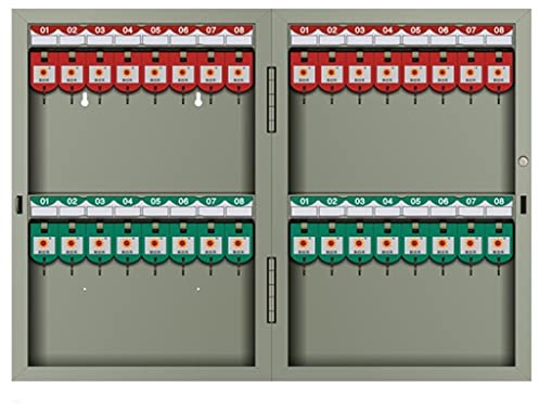 Gabinete de llaves de acero sólido de 24/32/48 llaves con cerradura combinada, caja de bloqueo de llaves ajustable para montaje en pared, con etiquetas para llaves (color: plata, tamaño: 24) (plata